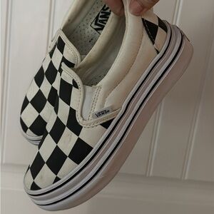 Lightly used discontinued checkered platform vans
